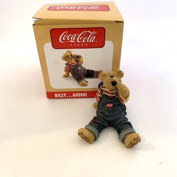 Boyds Bears Other - 2005 Coca-Cola Boyds Bears Billy Ahhh! Figurine 1st Ed Bearstone Collection Vtg